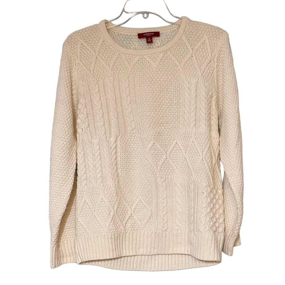Liz Claiborne Wool & Alpaca Cream Knit Sweater Sz XS